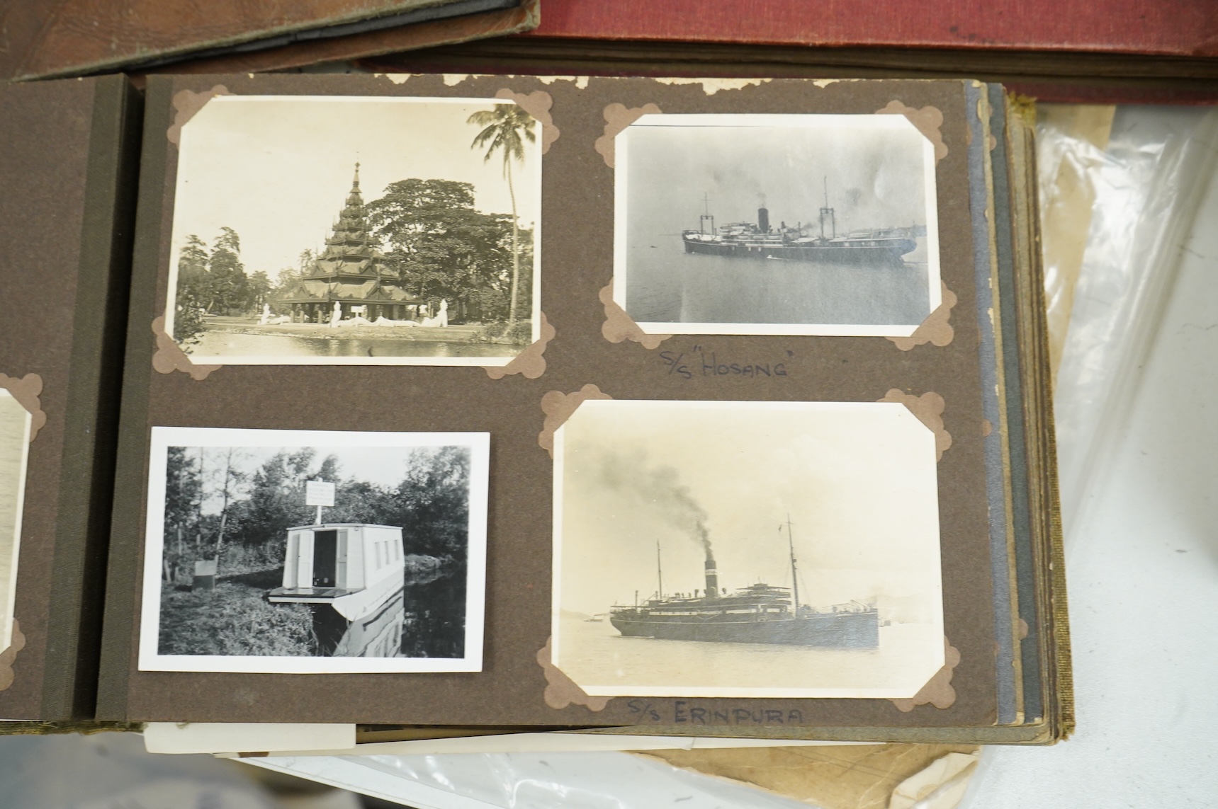 Four early 20th century photograph albums of military, naval and aviation interest, including; naval officers, sailors, ships and harbours, personal photographs, HMS Colossus, Cape Town in January 1946, RAF aircraft incl
